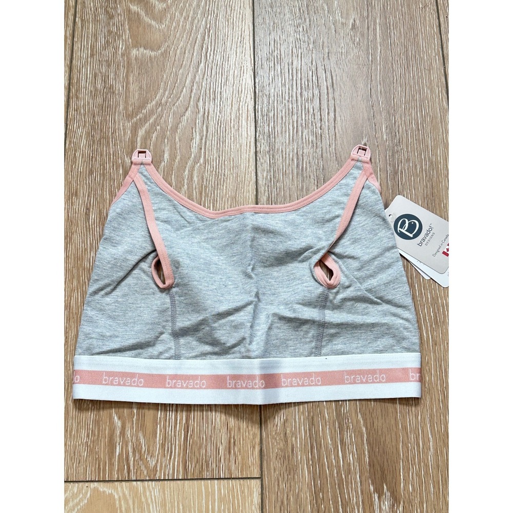 Bravado Designs Clip & Pump Hands-Free Nursing Bra Accessory Size M Pink Gray